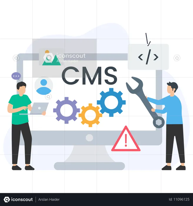 People working on cms system  Illustration