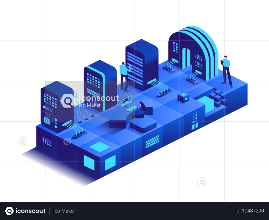 People working on datacenter  Illustration