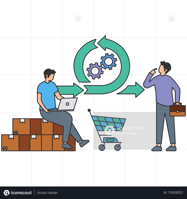 People working on delivery process  Illustration