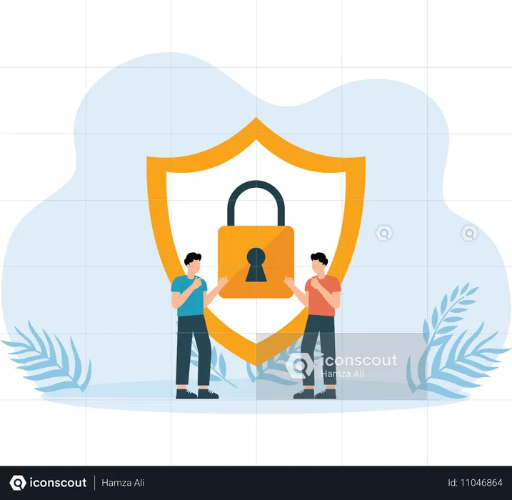 People working on insurance security  Illustration