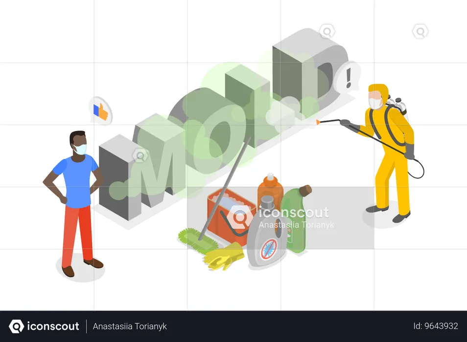 People working on Mold removal service  Illustration
