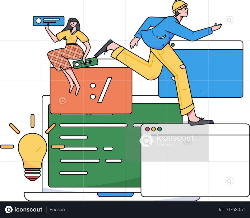 People working on online programming  Illustration