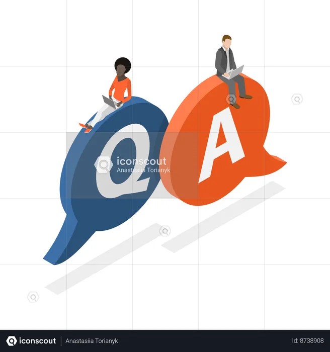People working on  Question And Answers  Illustration