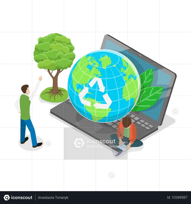 People working on sustainable and ethical business  Illustration