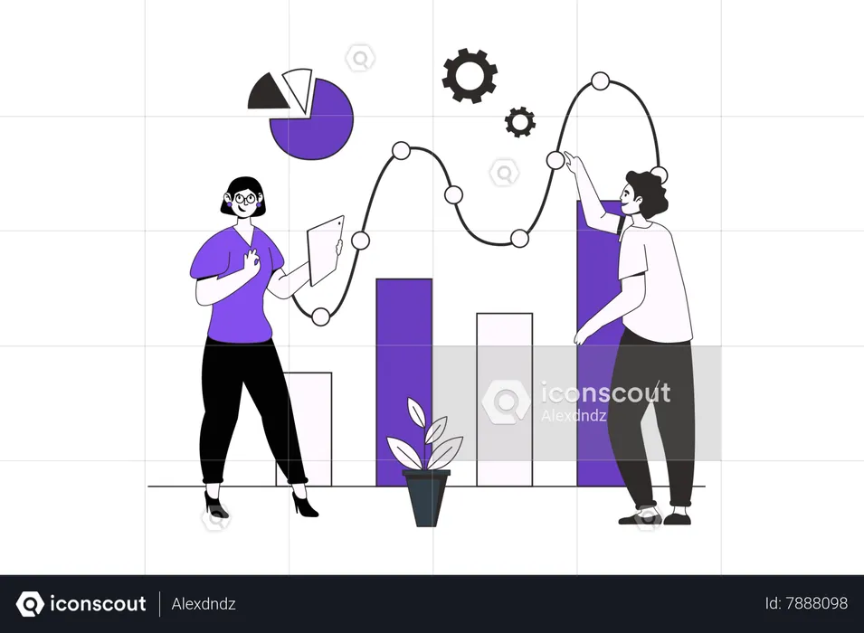 People working with charts  Illustration