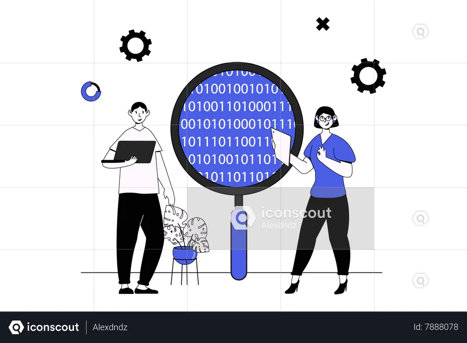 People working with statistics data  Illustration