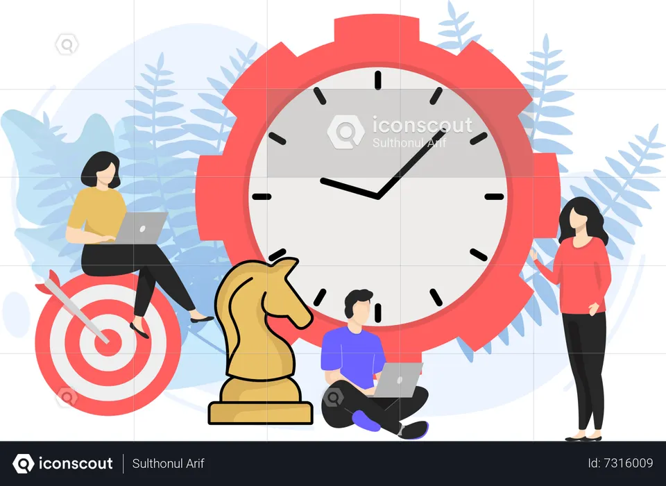 People working with Time Management  Illustration