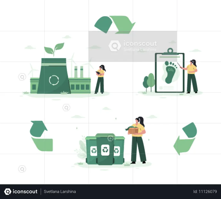 People works for Earth conservation  Illustration