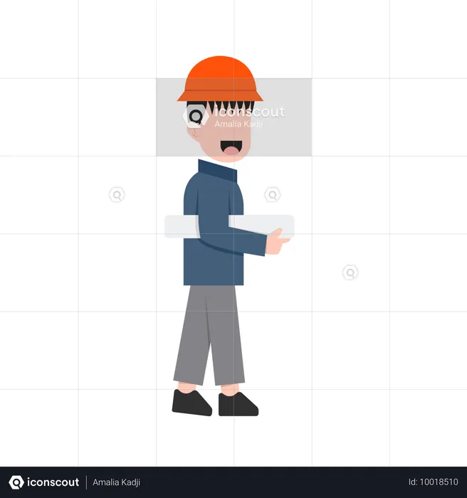 Pequeño trabajador de la construcción  Ilustración