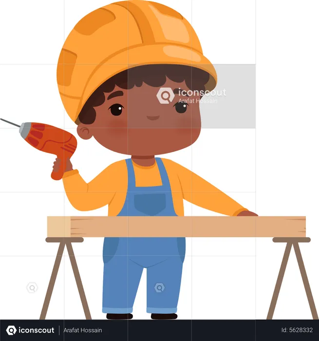 Pequeño trabajador de la construcción  Ilustración