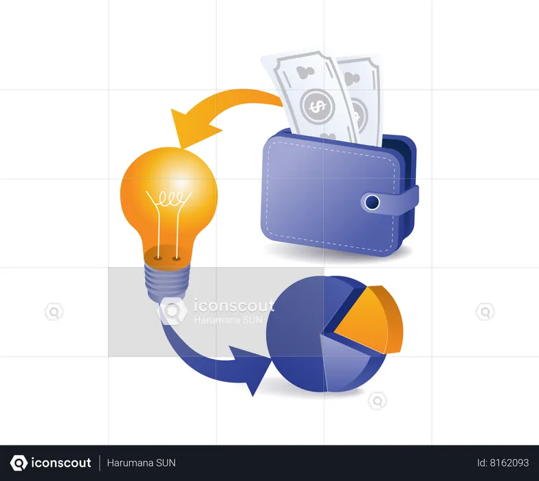 Percentage income sharing idea in business  Illustration