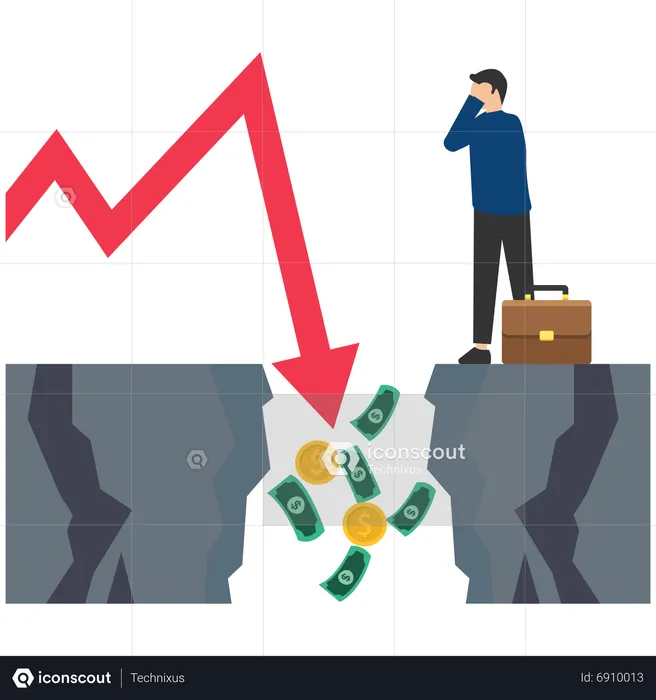 Perder investimento de lucro na crise financeira  Ilustração