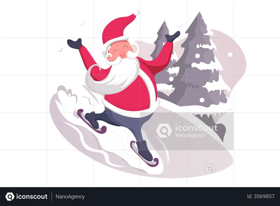 Le Père Noël est en patins  Illustration