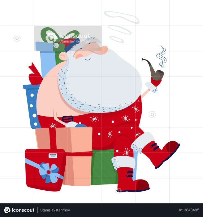 Père Noël sur une chaise  Illustration
