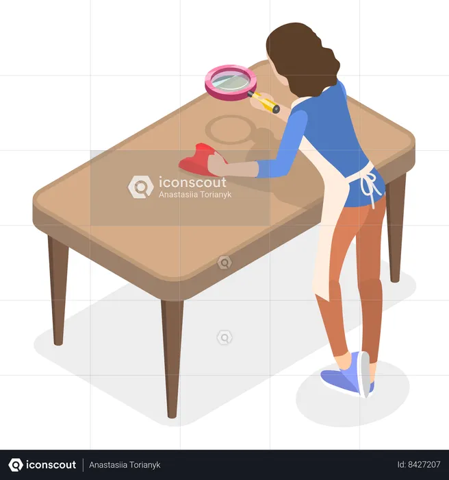 Perfectionist cleaning table  Illustration