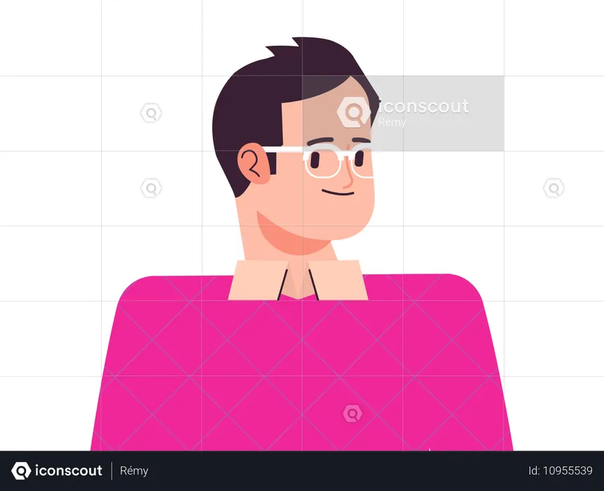 Avatar masculino de perfil sonriente  Ilustración