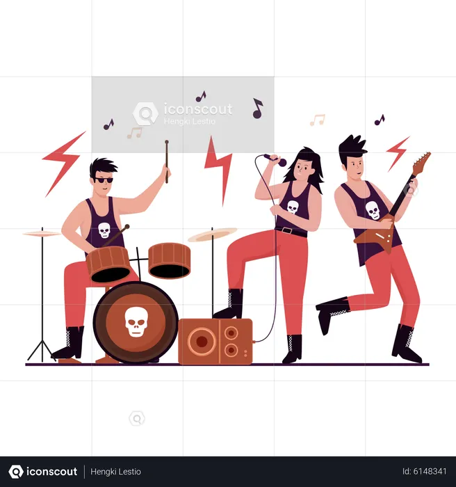 Performance d'un groupe de musique rock sur scène  Illustration