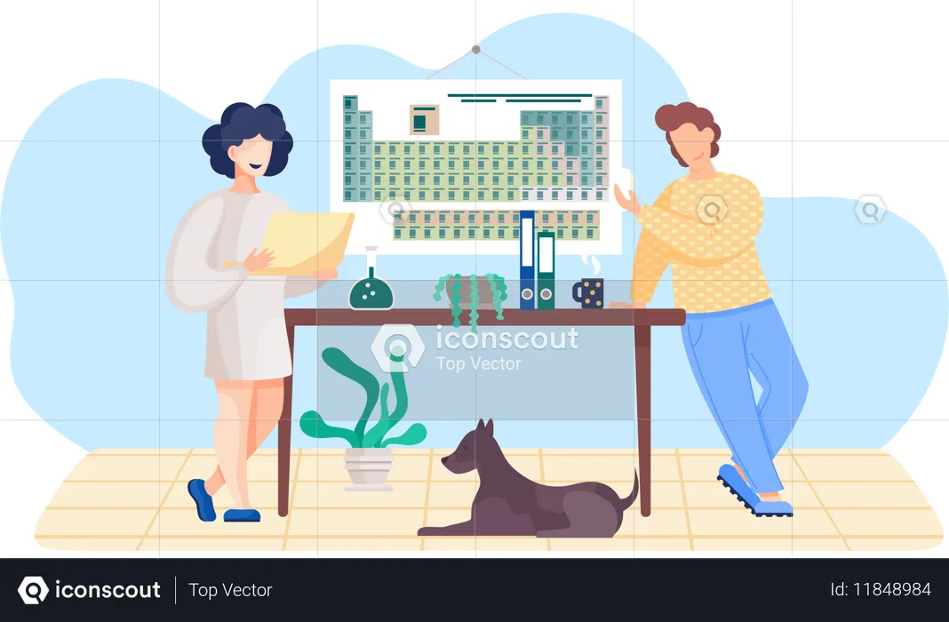 Periodic table on wall  Illustration