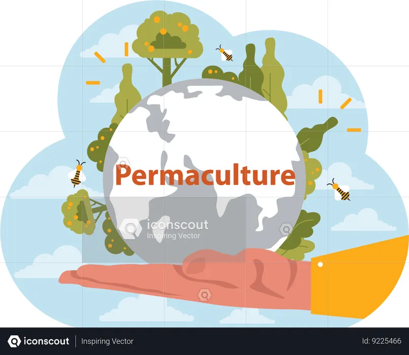 Permaculture land management  Illustration