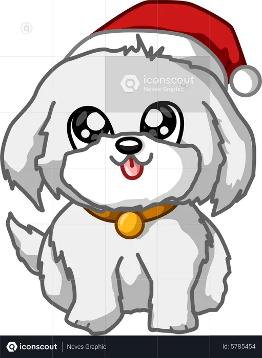 Perro con sombrero de navidad  Ilustración