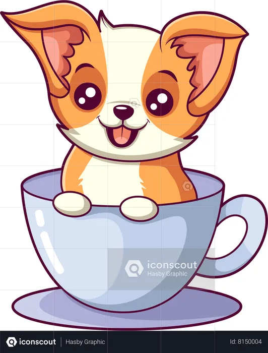 Perro en taza  Ilustración