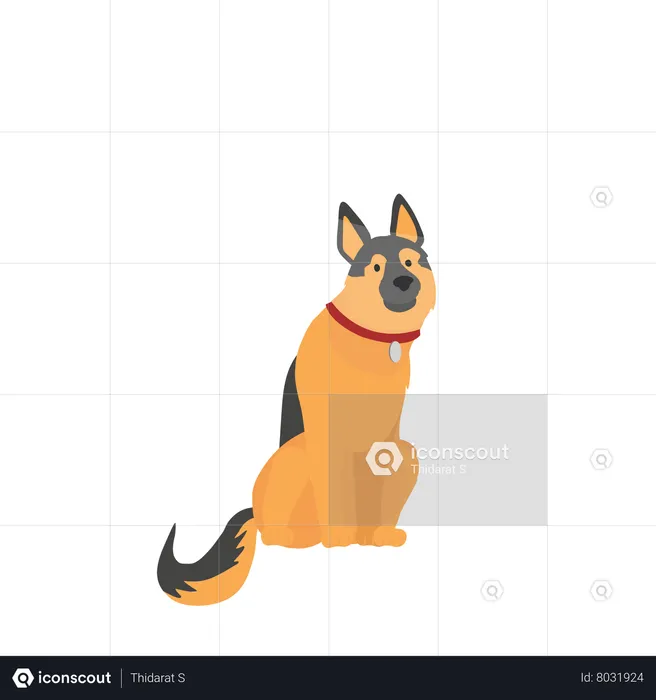Perro pastor alemán  Ilustración