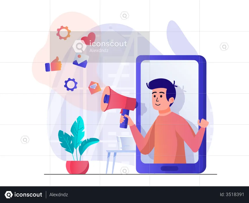 Person advertising on social media  Illustration