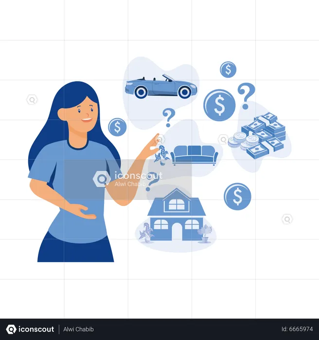 Person deciding how to spend money  Illustration