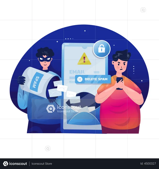 Person delete spam email  Illustration