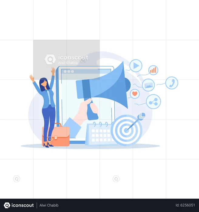 Person doing Marketing campaign for Business as a strategy  Illustration