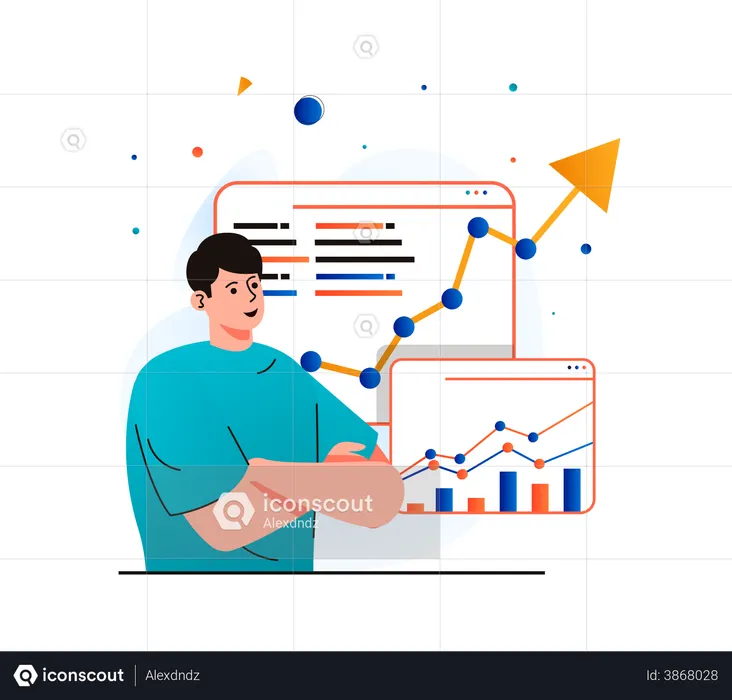 Person earning profits from stock market  Illustration