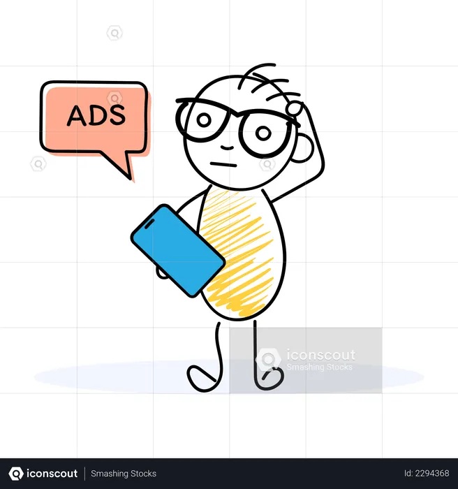 Person got confused why ads are flashing up  Illustration