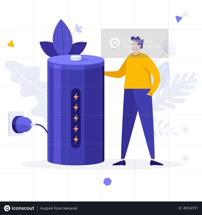 Person Holding Charged Battery  Illustration
