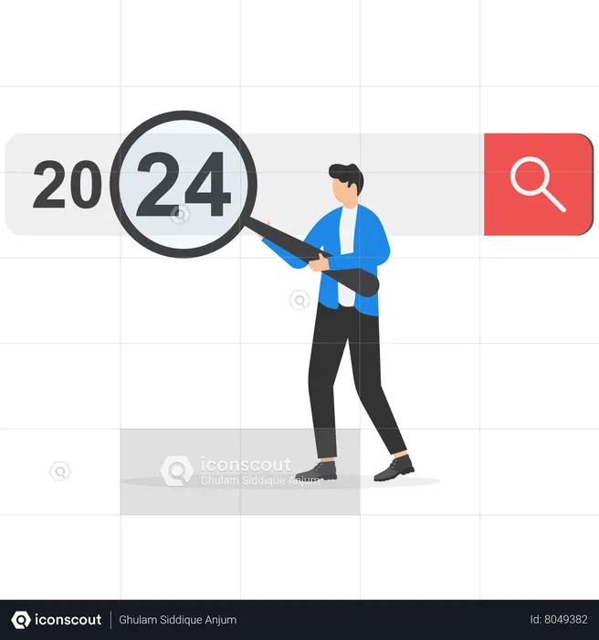 Person holding magnifying glass for search box  Illustration