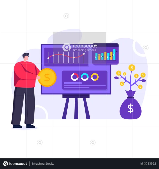 Person Investing capital in stock market  Illustration