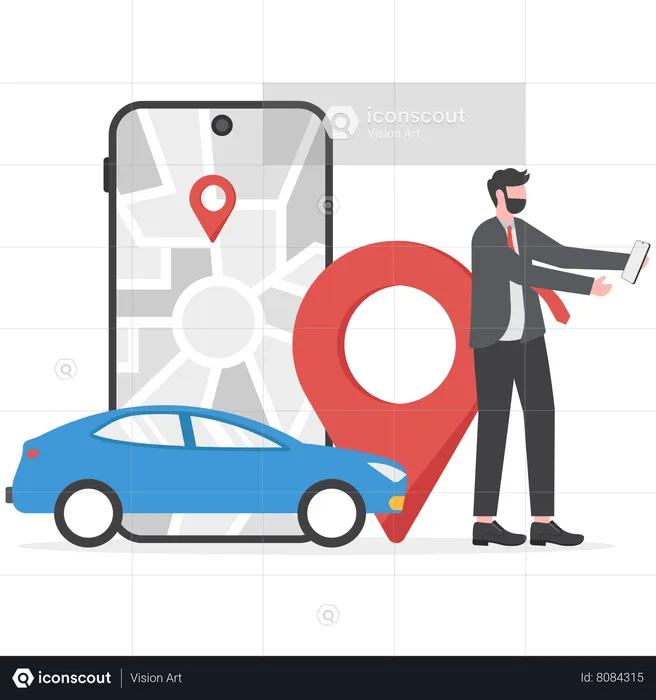 Person is booking personal cab  Illustration
