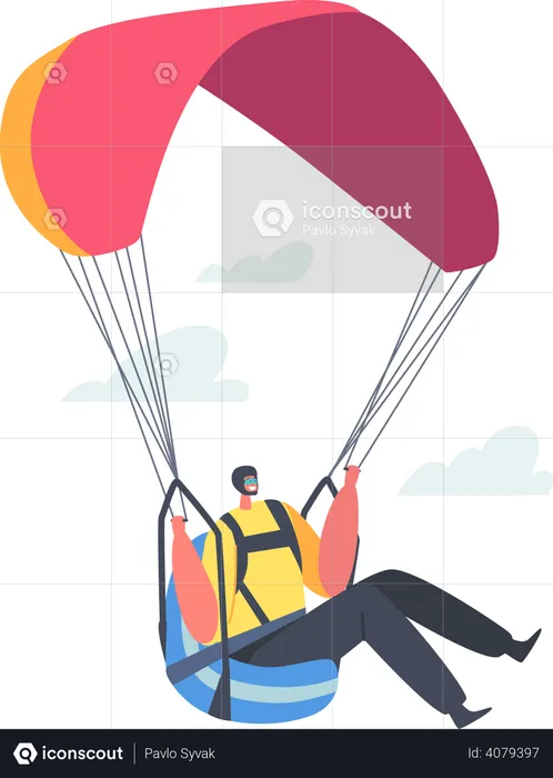 Person landing after doing skydiving  Illustration