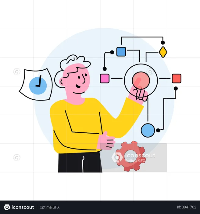 Person managing data with the help of artificial  intelligence  Illustration