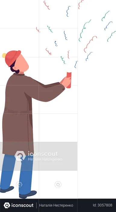 Person mit Feuerwerkskörper  Illustration