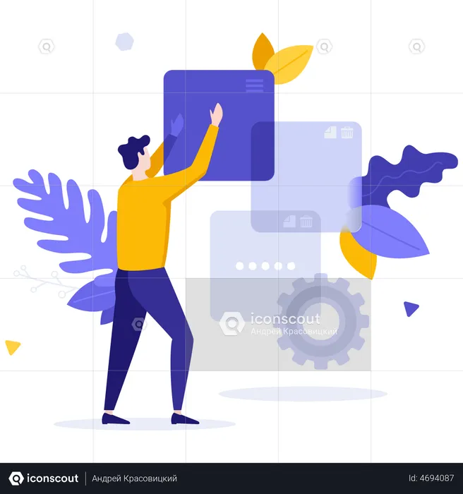 Person Moving Tabs  Illustration