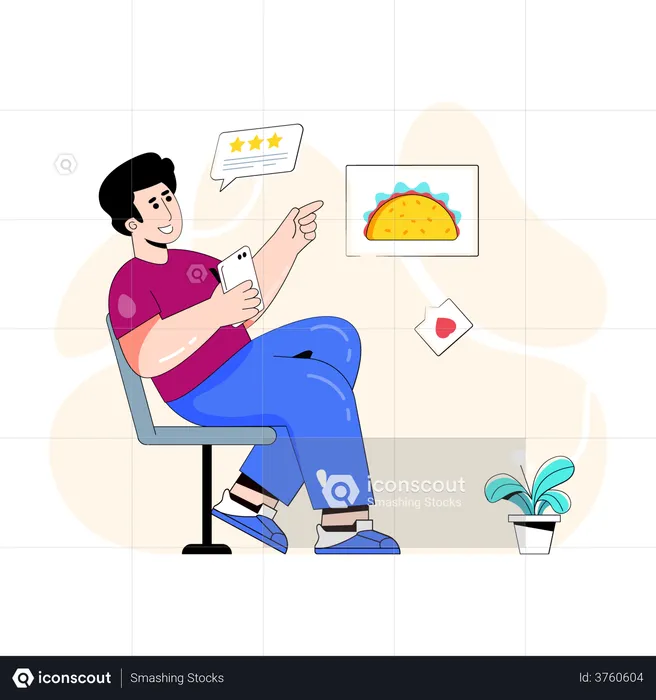 Person reviewing food on app  Illustration