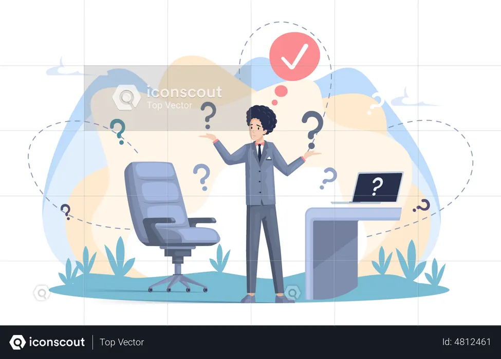 Person Surrounded By Question Marks  Illustration