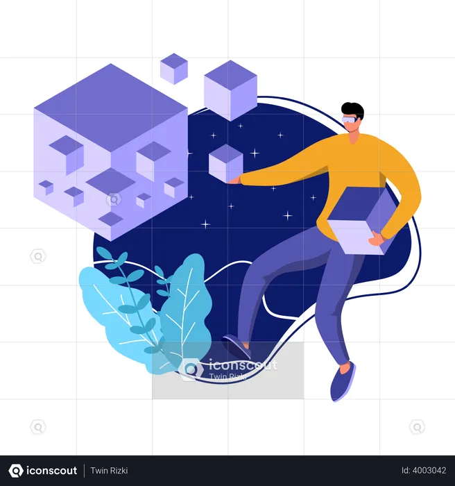 Person visualizing into metaverse  Illustration