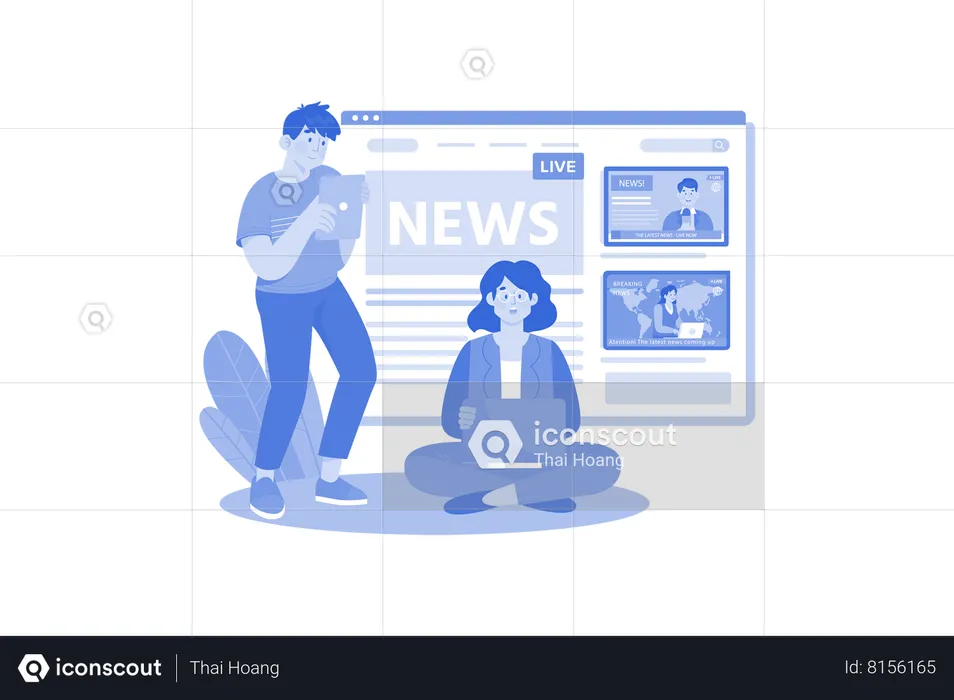 Person Watching Global News Online  Illustration