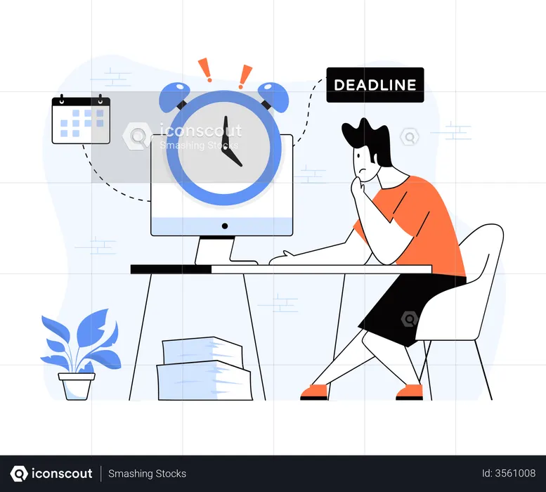 Person working under deadline  Illustration