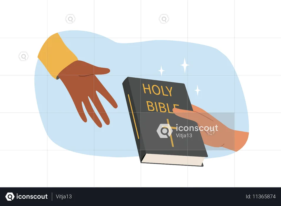 Persona compartiendo la santa biblia  Ilustración