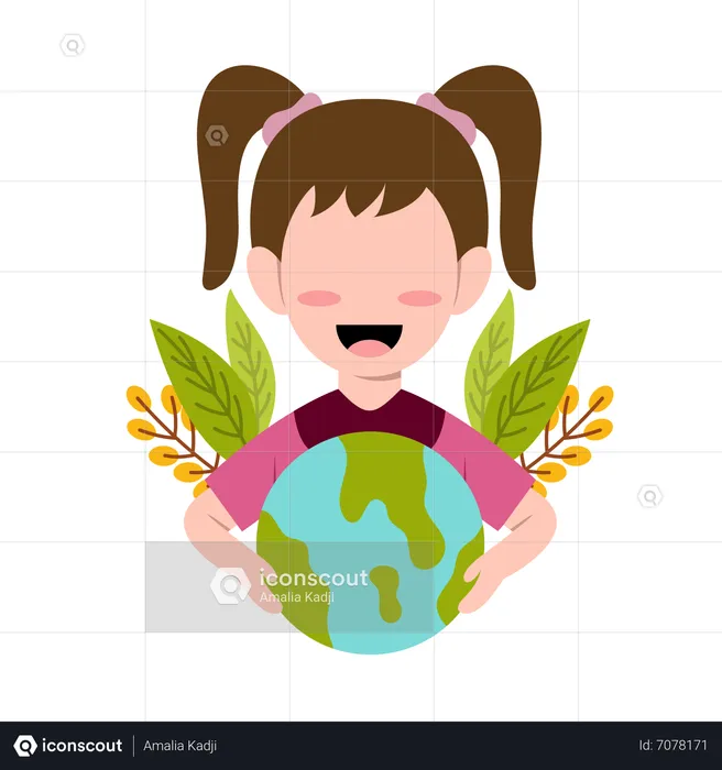 Personagem de menina para Save Planet  Ilustração