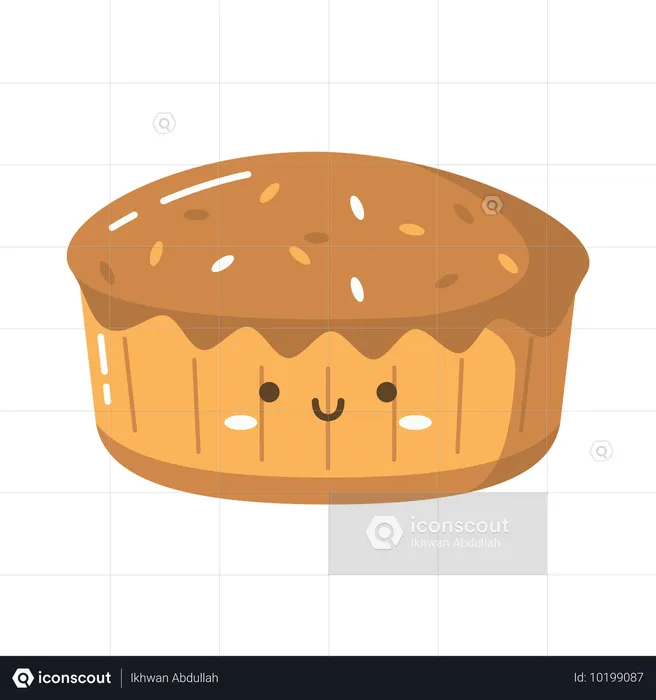 Personagem fofo de bolo delicioso cupcake pão padaria sobremesa comida doce  Ilustração