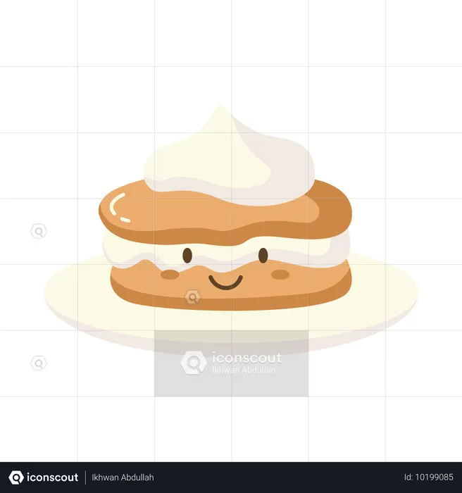 Personagem fofo de bolo delicioso pão padaria sobremesa comida doce  Ilustração