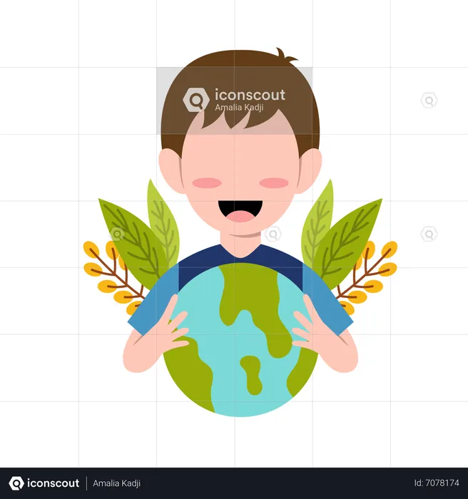 Personagem de menino para Save Planet  Ilustração